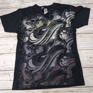 Ed Hardy Y2K Black t shirt Dragon Men Size Medium